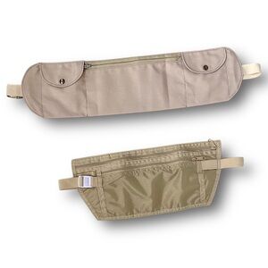 Beige Travel Waist Pouch and Security Belt Set